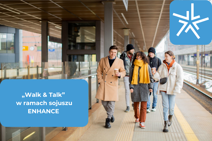 Ludzię idą i rozmawiają na dworcu