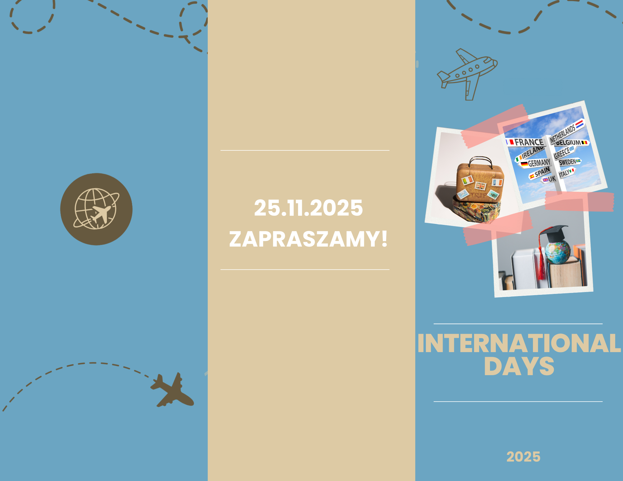 obrazy związane z podróżą na niebieskim tle