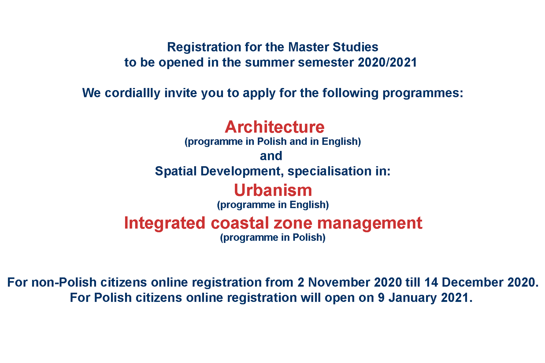 Information on master programmes 2021