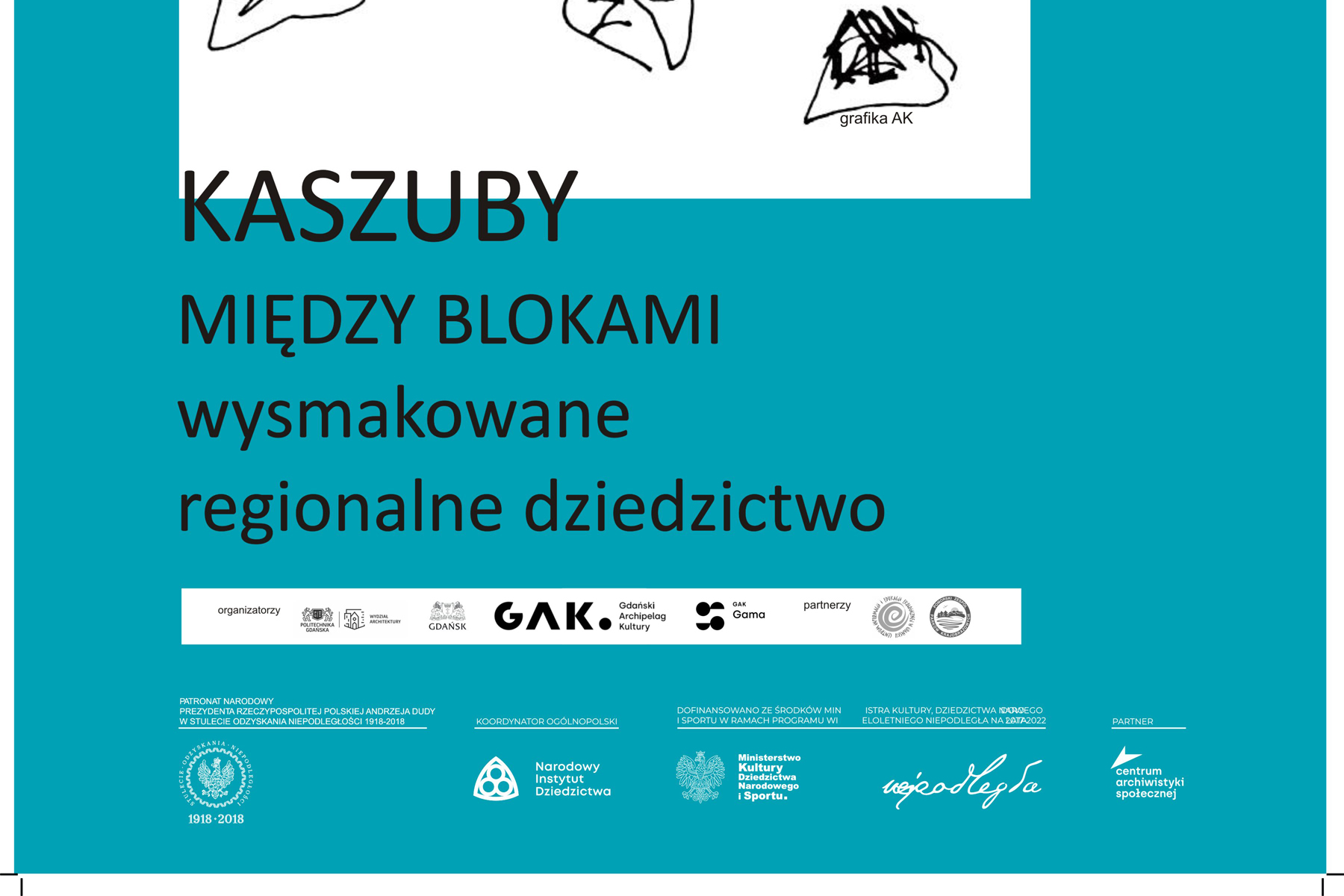 Plakat promujący wydarzenie "Kaszuby między blokami"