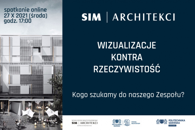 Plakat reklamujący spotkanie z firmą SIM Architekci