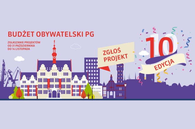 Grafika promująca 10. edycję Budżetu Obywatelskiego PG