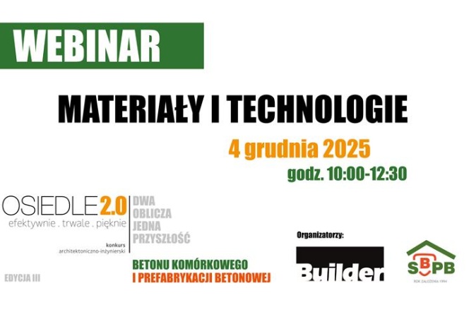 Grafika informująca o webinarium - MATERIAŁY I TECHNOLOGIE 