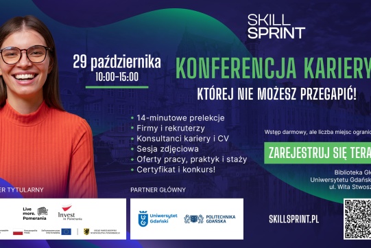 Plakat promujący 6. edycję Skill Sprint, której Politechnika Gdańska jest głównym partnerem 