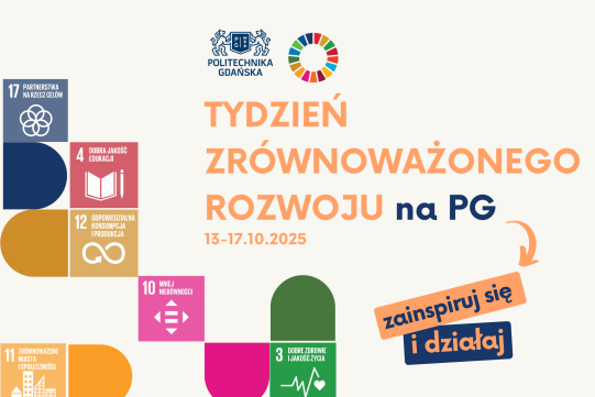 Grafika promująca Tydzień Zrównoważonego Rozwoju na Politechnice Gdańskiej