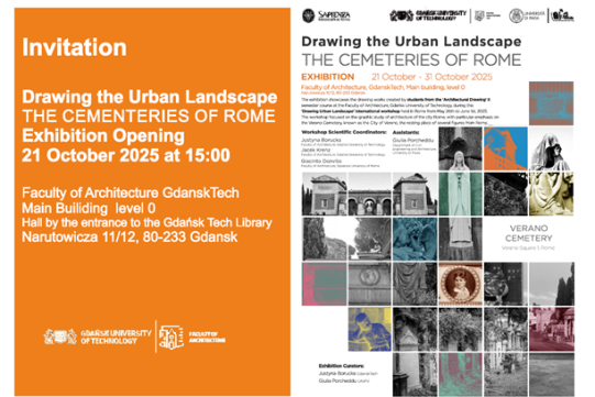 Zaproszenie na otwarcie wystawy Drawing the Urban Ladnscape - the cemeteries of Rome