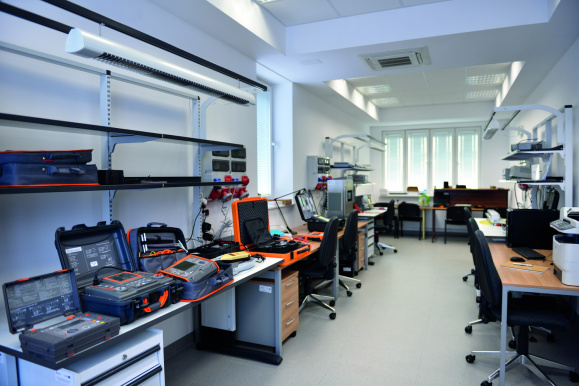 laboratory tables with equipment
