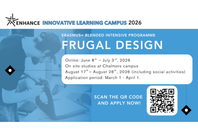 a leaflet informing about the program, blue background, white letters