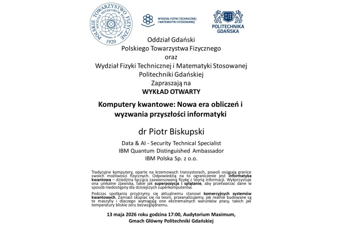PTF WYKŁAD OTWARTY: Komputery kwantowe: Nowa era obliczeń i wyzwania przyszłości informatyki