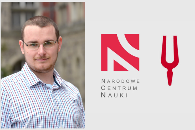 mężczyzna oraz logo NCN MINIATURA