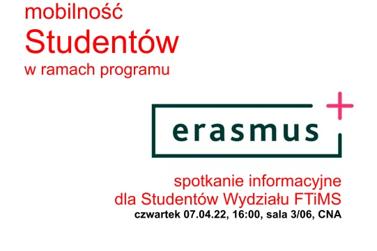 ERASMUS+ spotkanie informacyjne dla studentów