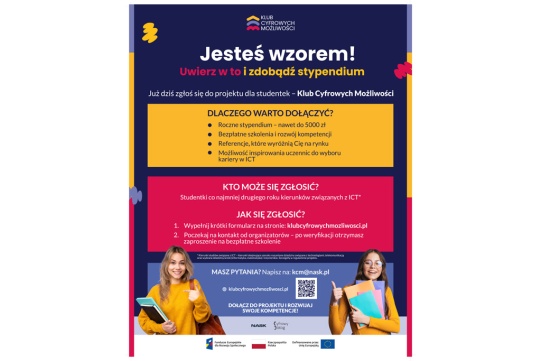 Zaproszenie do projektu Klub Cyfrowych Możliwości - plakat