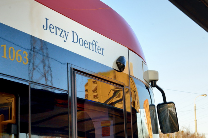 A tram name of Professor Jerzy Doerffer