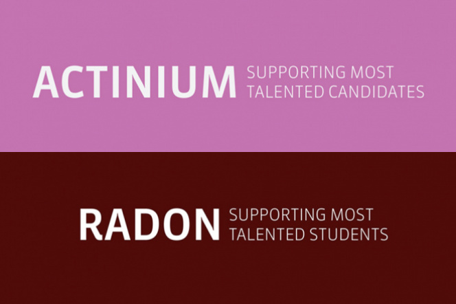 Obraz przedstawia baner reklamujący 2 programy badawcze: Actinum i Radon