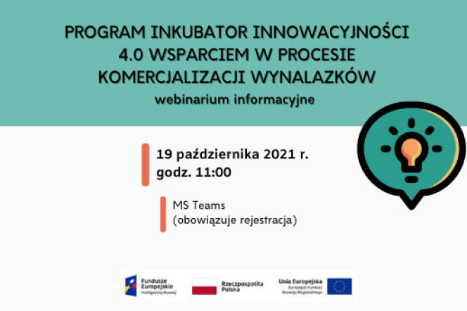 webinarium 19.10 na temat wsparcia z Inkubatora Innowacyjności