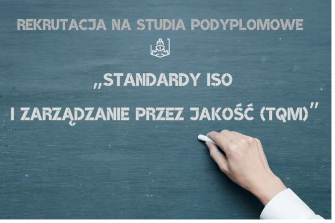 Szara grafika z napisem Standardy ISO 