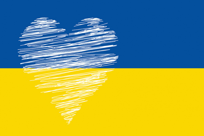 Serce na tle flagi ukraińskiej 