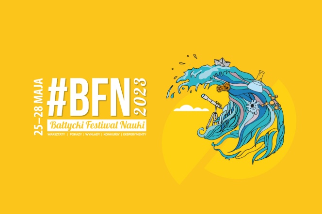 grafika BFN, fala na żółtym tle