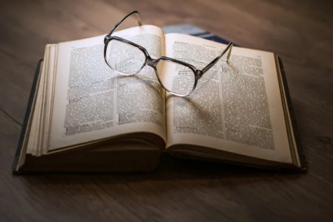 glasses on a book