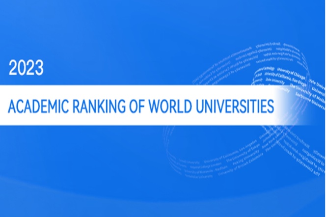 Logo ARWU 2023, niebieski prostokąt z napisem pośrodku: Academic Ranking of World Universities