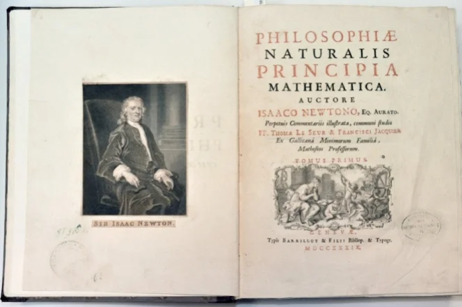 karta tytułowa „Philosophiae naturalis principia mathematica” z 1739 r.