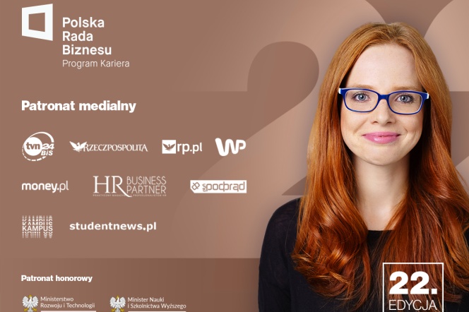 Na zdjęciu kobieta oraz informacja o programie