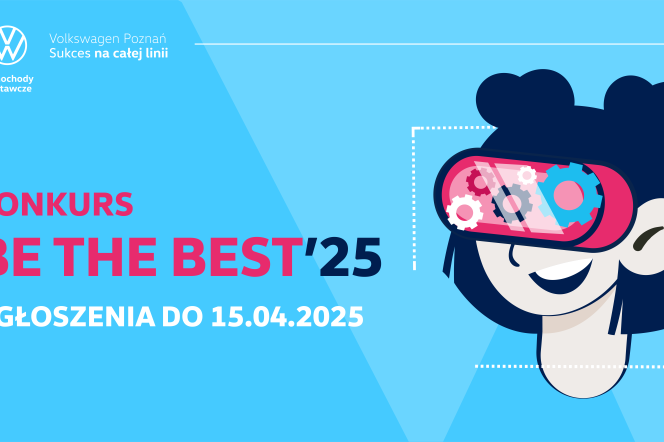 Na zdjęciu na niebieskim tle informacja o konkursie