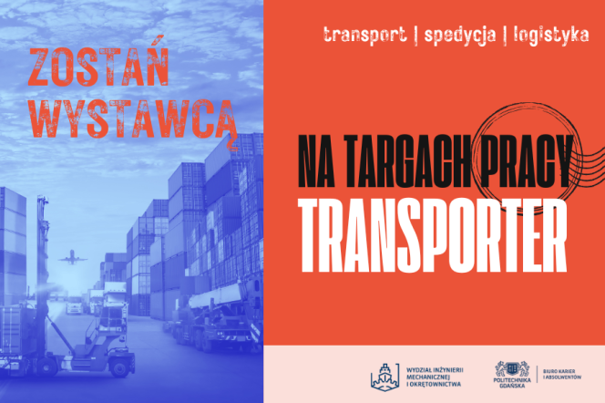 Na zdjęciu informacja o wydarzeniu na pomarańczowym tle oraz samochód i pociąg na niebieskim tle