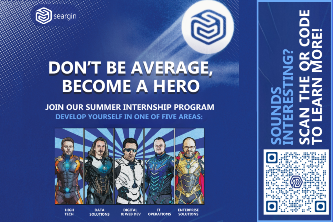 Na zdjęciu na niebieskim tle informacja o programie