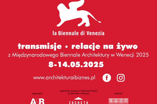 Na czerwonym tle informacja o wydarzeniu