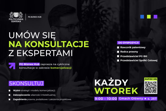 Cykliczne konsultacje z ekspertami w PG Biznes Hub na Politechnice Gdańskiej
