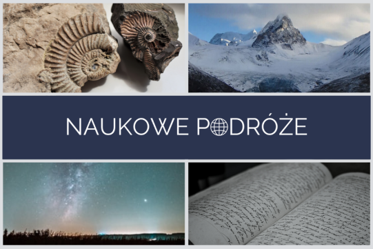 Grafika tytułowa cyklu "Naukowe podróże"