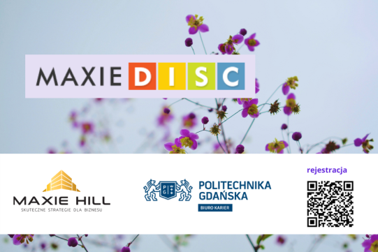 Na zdjęciu znajdują się trzy loga: Biura Karier, Maxie DISC, Maxie Hill