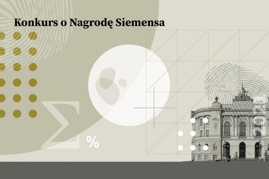 Szara grafika z czarnym napisem Nagroda Siemensa 