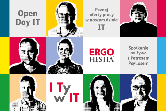 Na zdjęciu widocznych jest kilka kadrów na których znajdują się twarze kobiet i mężczyzn oraz nazwa firmy i opis wydarzenia.