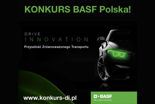 Na zdjęciu na czarnym tle znajduje się informacja o konkursie.