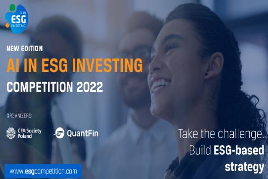 Na zdjęciu na niebieskim tle widoczne są postacie oraz informacja o konkursie.