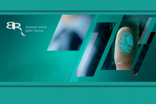 Logo NCBR na zielonej grafice 