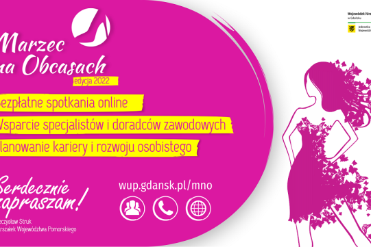 Na zdjęciu na różowym tle znajduje się informacja o warsztatach