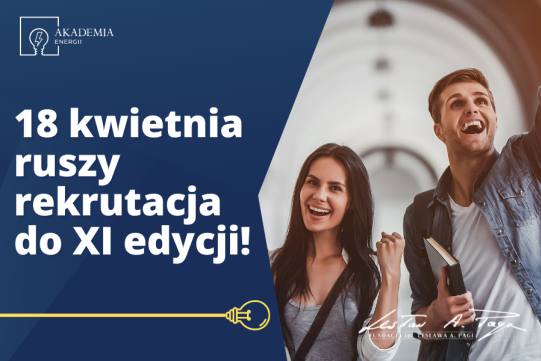 Na zdjęciu widoczne są dwie osoby kobieta i mężczyzna oraz informacja o programie.