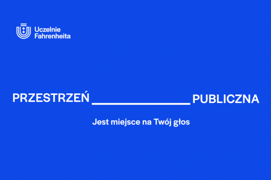 Granatowa grafika z białym napisem wykłady 