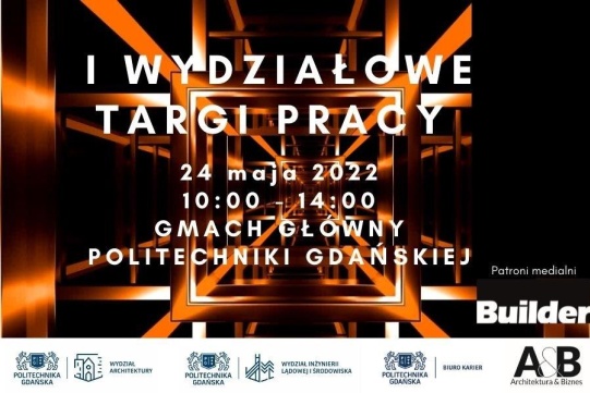 Na zdjęciu na czarnym tle widnieje informacja o targach.