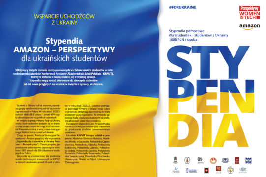 plakat przedstawia reklamę stypendiów/zapomóg Amazon