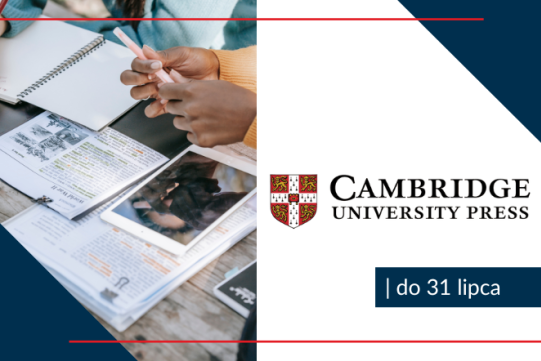 logo Cambridge University Press na tle podręczników