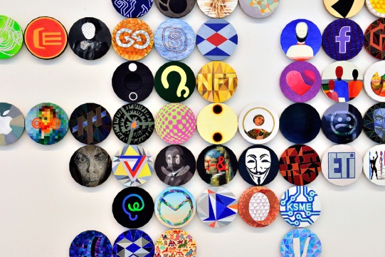 A fragment of a painting installation entitled "The Game"