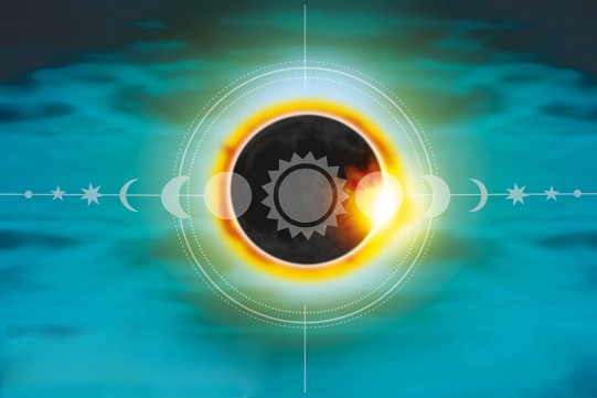 Grafika przedstawiająca zaćmienie słońca