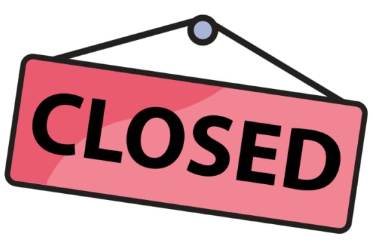 sign with caption "closed"