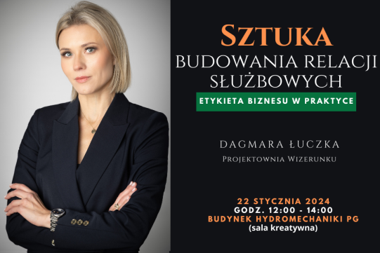 Na plakacie widoczne jest zdjęcie młodej kobeity, prelegentki oraz informacje na temat warsztatu -data, godzina i miejsce spotkania