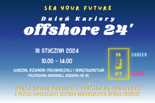 Na plakacie z niebieskim tłem widoczna jest nazwa wydarzenia oraz żółty przycisk włączający karierę