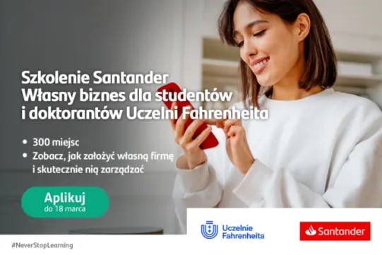 baner reklamujący szkolenia Santander